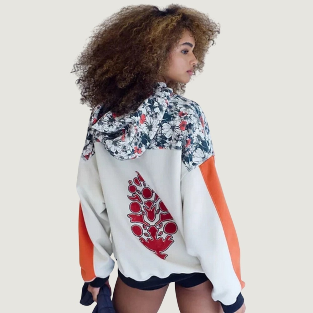 Free People Movement Womens Final Call Buti Hoodie Floral Embroidered Oversized